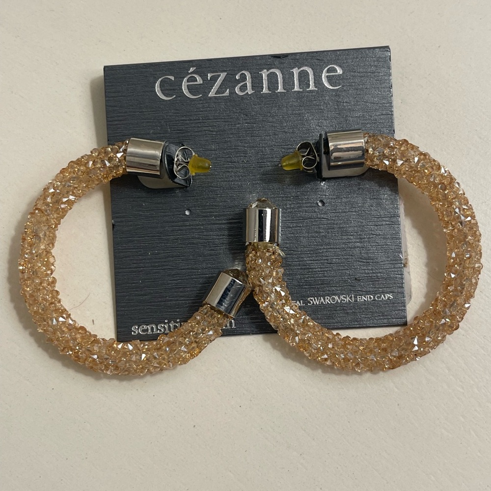 Cezanne Gold Hoop Earrings with Swarovski Crystal Accents